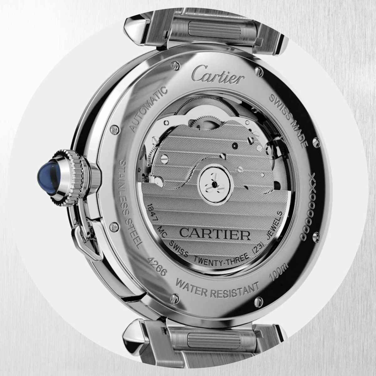 mặt lưng đồng hồ pasha de cartier 2020