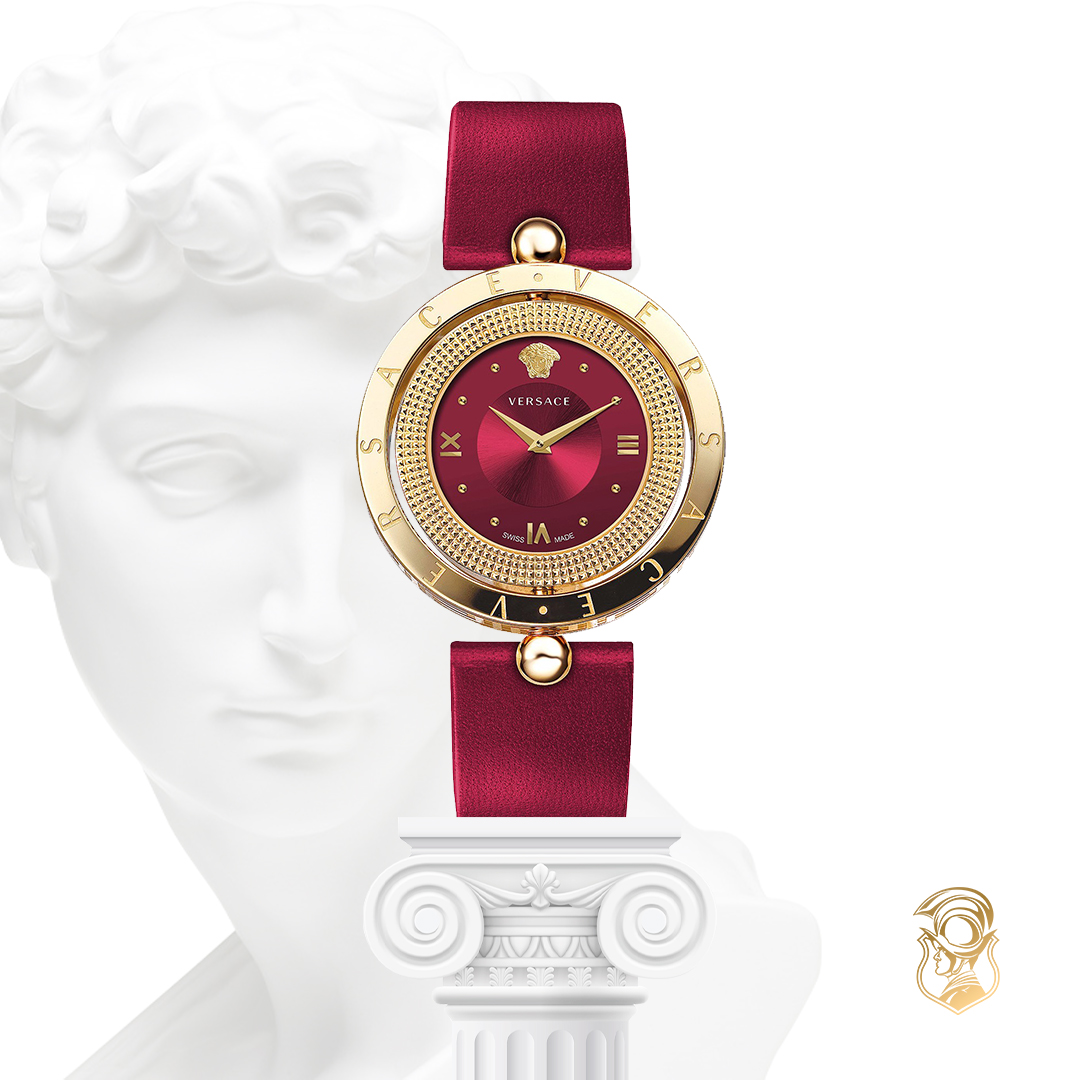 MSP: 95828 Versace Eon Red Leather Ladies Watch 33.5mm 32,420,000