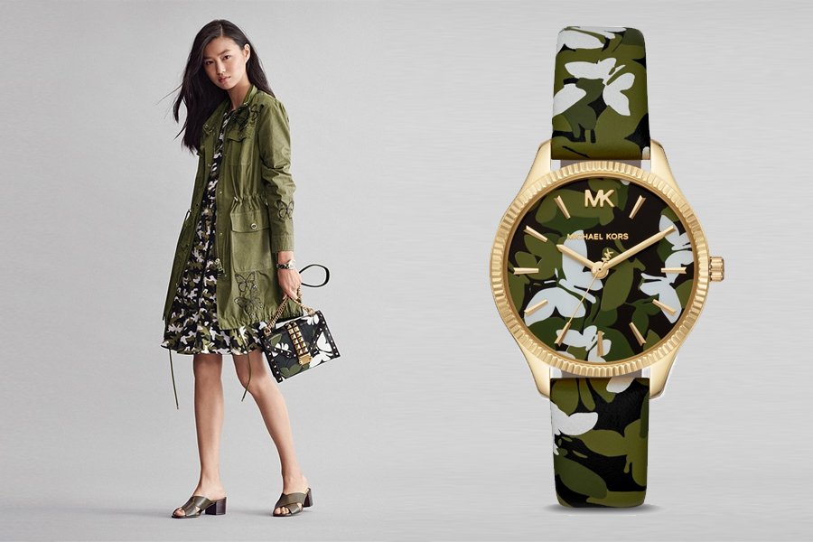 dong ho michael kors mini lexington butterfly camo