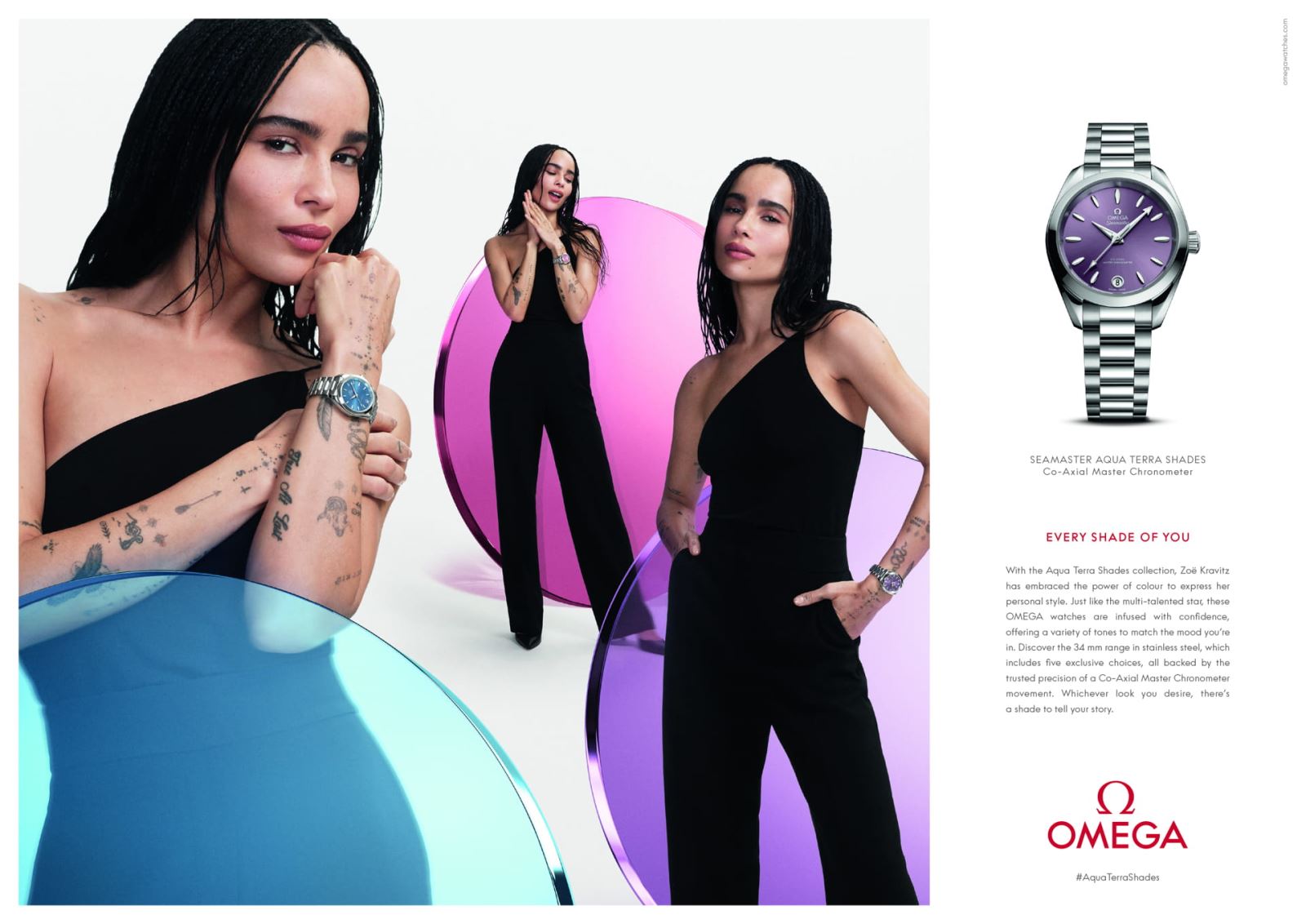 OMEGA ra mắt BST Aqua Terra Shades cùng các đại sứ thương hiệu Zoë Kravitz, Châu Đông Vũ và Eddie Redmayne