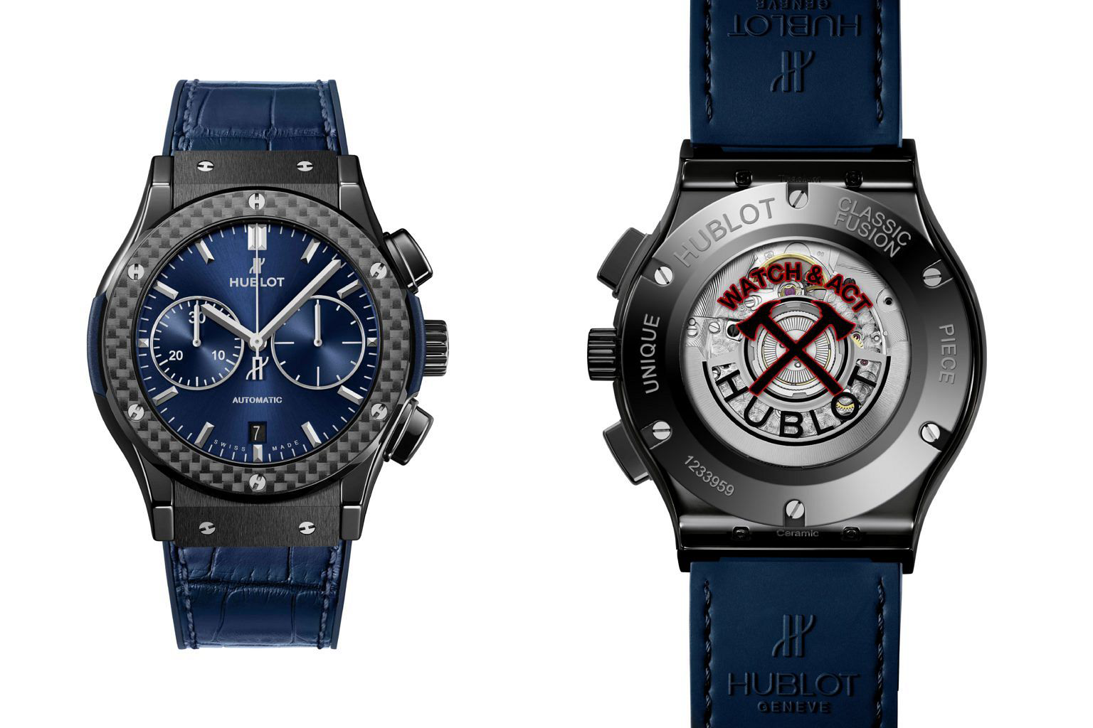 — Mặt lưng đồng hồ Hublot Classic Fusion phiên bản limited dành riêng cho phiên đấu giá cứu trợ khủng hoảng cháy rừng Úc đầu năm 2020 