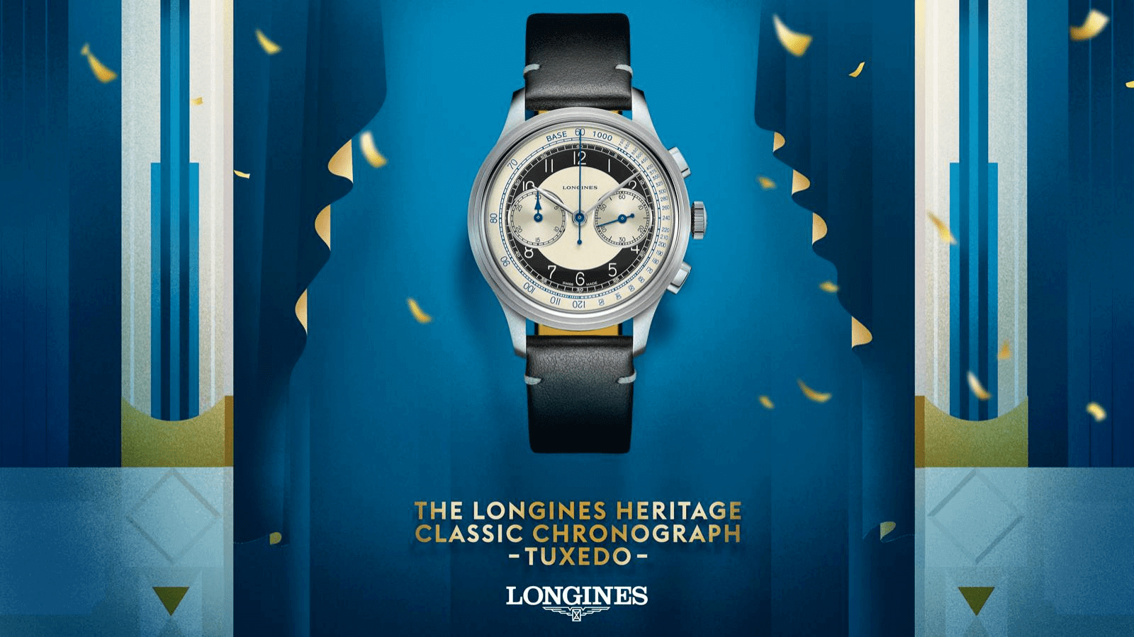 đồng hồ chronograph 5 kim longines heritage classic chronograph tuxedo