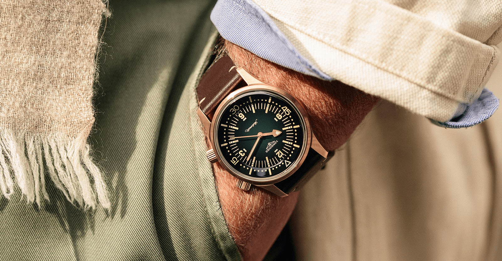 đồng hồ lặn longines legend diver bronze no-date được chế tác bằng đồng